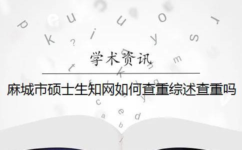 麻城市碩士生知網如何查重？綜述查重嗎？