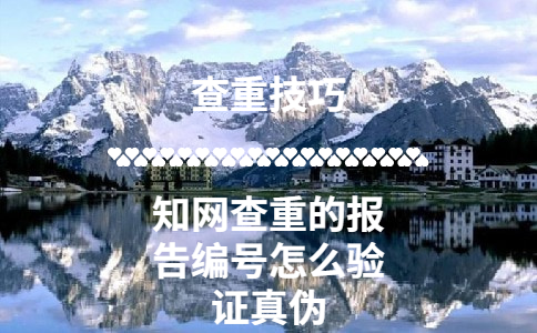 知網查重的報告編號怎么驗證真偽