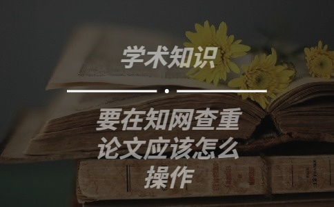 要在知網查重論文應該怎么操作