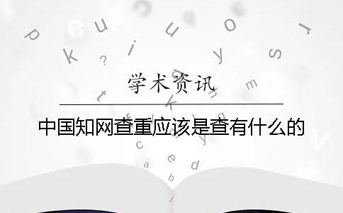 中國知網查重應該是查有什么的