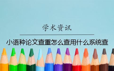 小語種論文查重怎么查？用什么系統查？